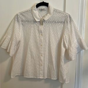 Madewell Bell-Sleeve Shirt, White, L